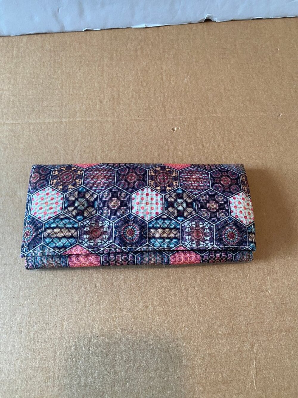 Fabric Wallet Geometric Hexigon print Women’s Clutch Wallet Moroccan Tile Patter